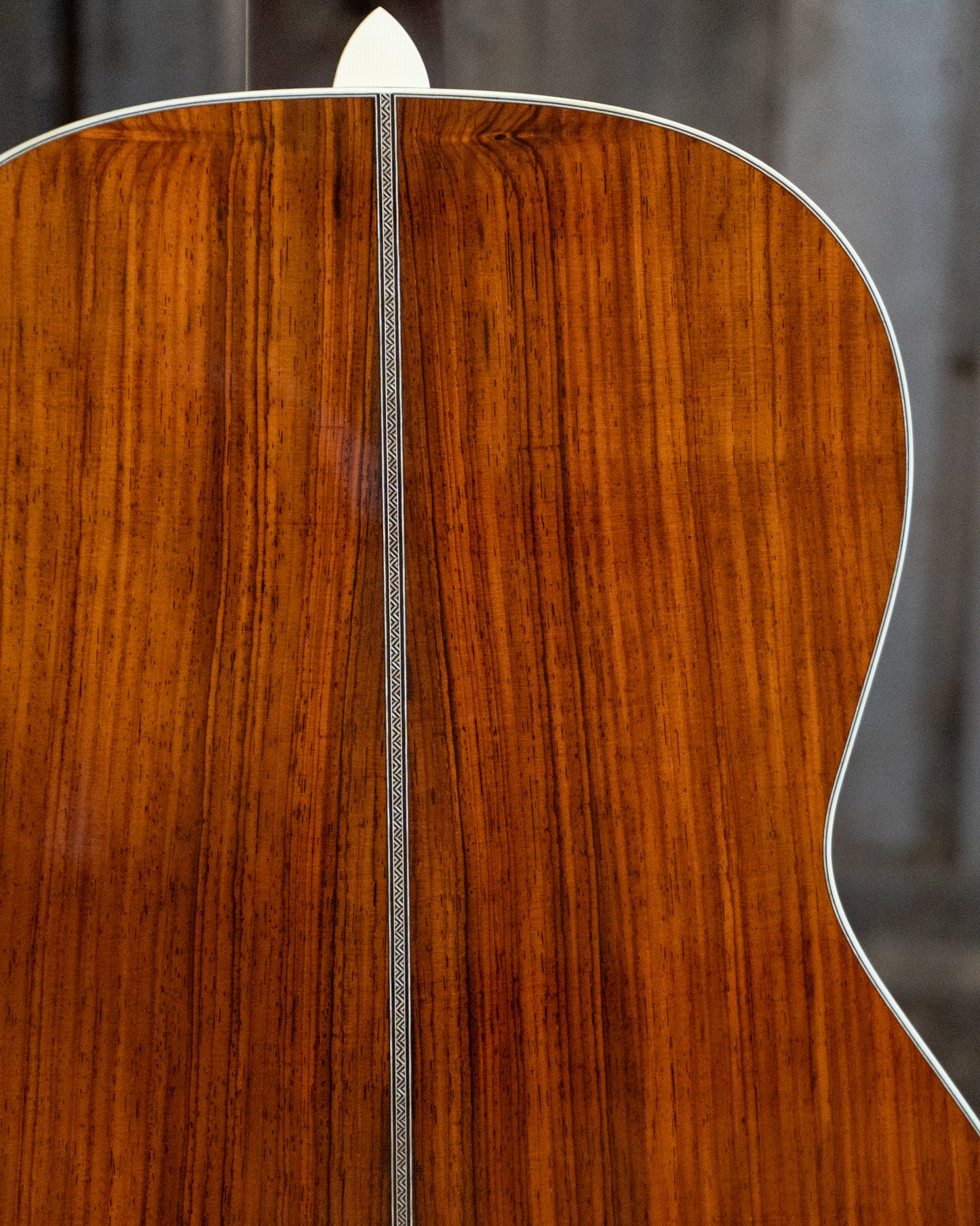 Showroom photo of back of Santa Cruz Custom 000 Acoustic Guitar