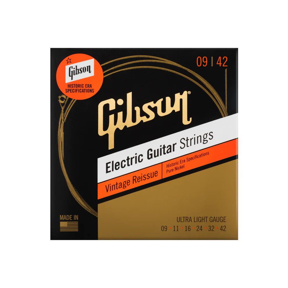 Front of Gibson Vintage Reissue Electric Guitar Strings, Ultra-Light