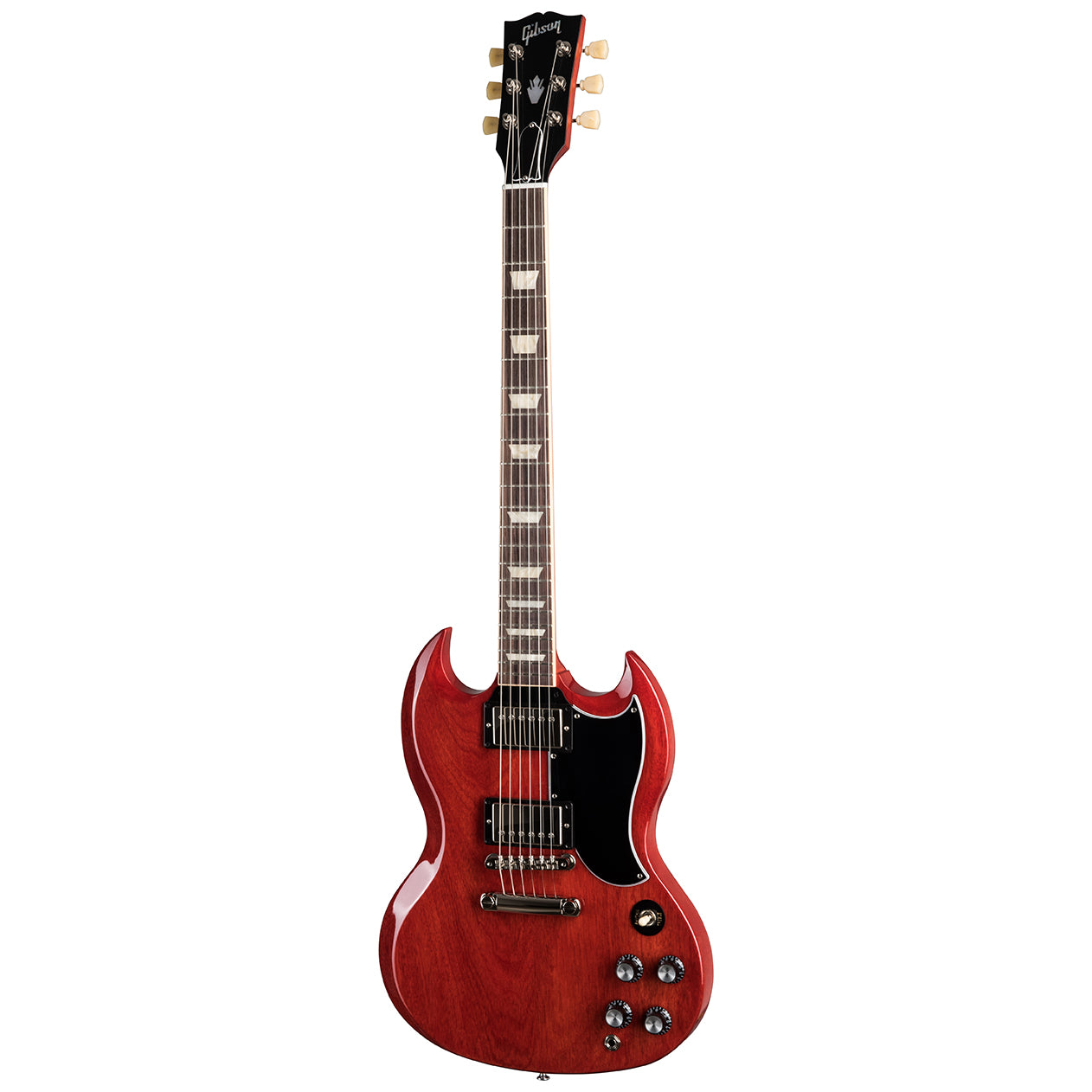 Full Front of Gibson SG Standard 61 Stop Bar Electric Guitar & Case, Heritage Cherry