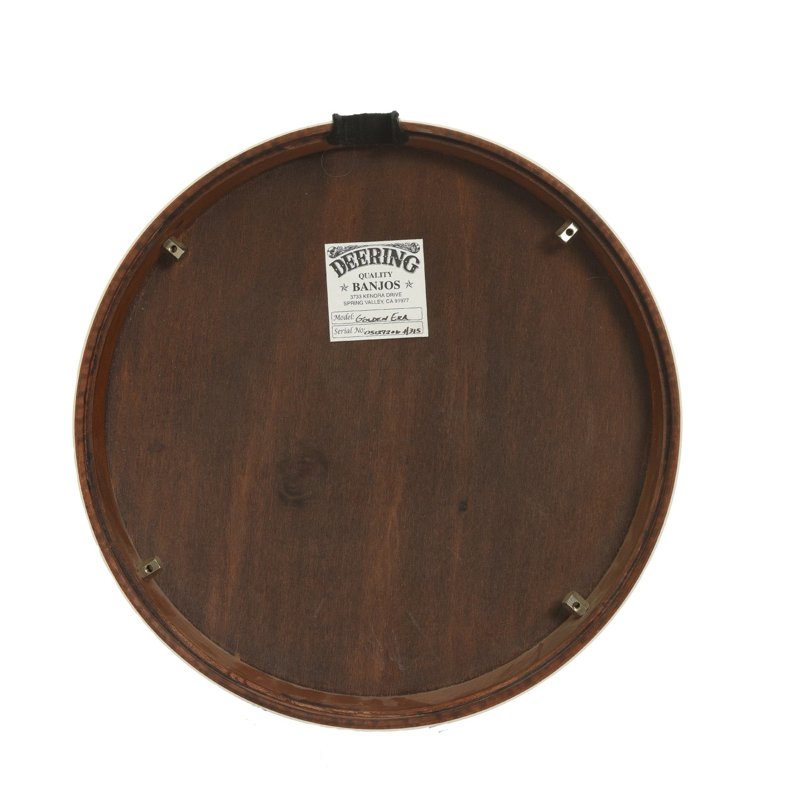 Label/Serial number of Deering Golden Era Resonator Banjo