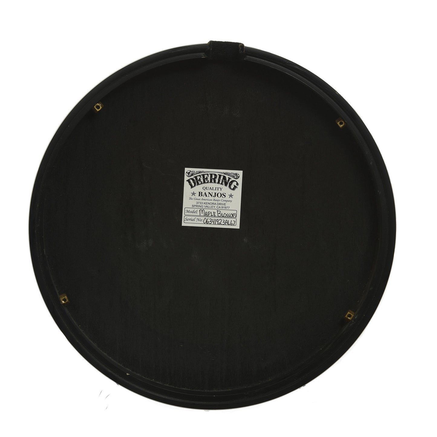 SN label for Deering Maple Blossom Resonator Banjo