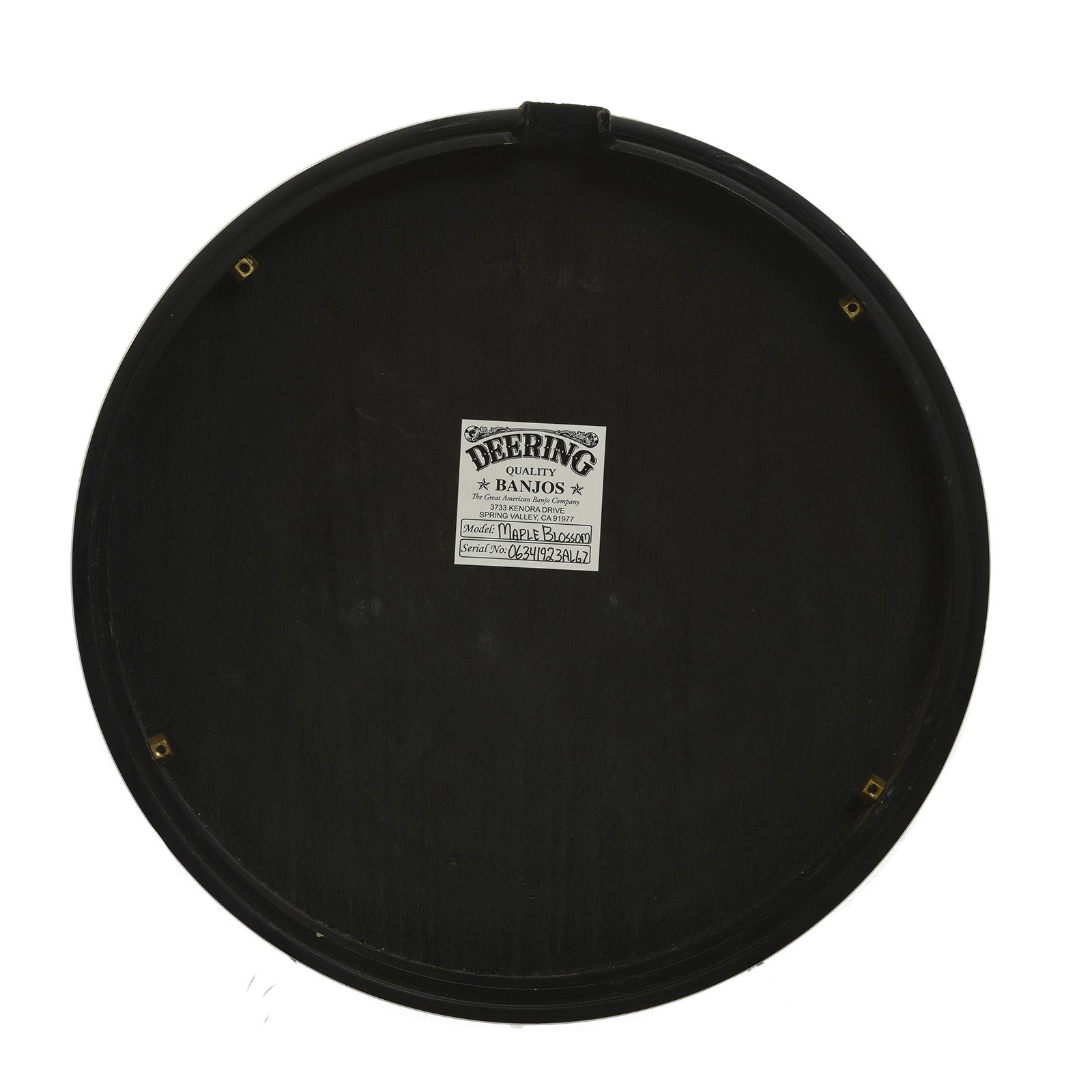 SN label for Deering Maple Blossom Resonator Banjo