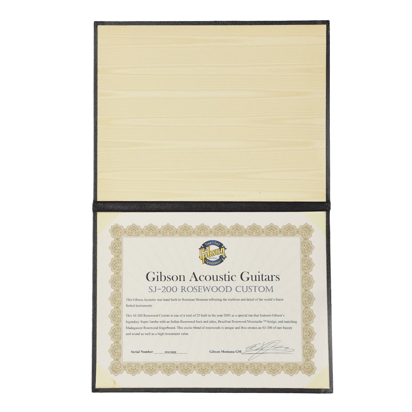 COA for Gibson SJ-200 TRI Rosewood