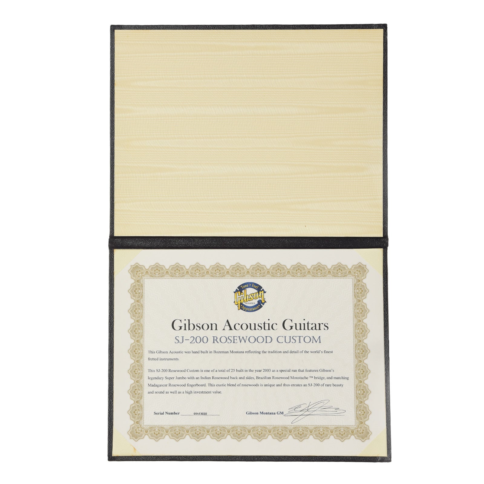 COA for Gibson SJ-200 TRI Rosewood