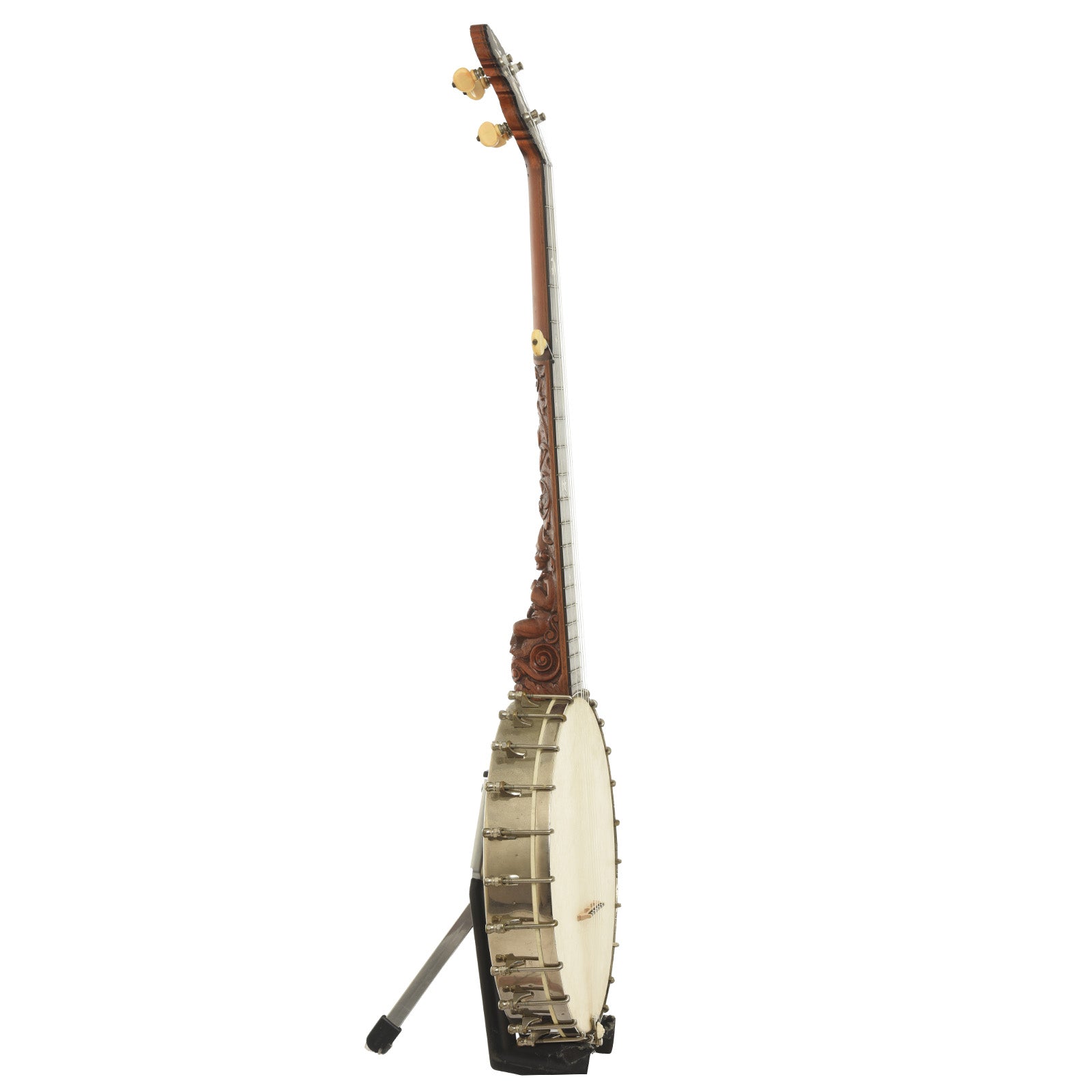 Side of S.S. Stewart Gnome Open Back Banjo 