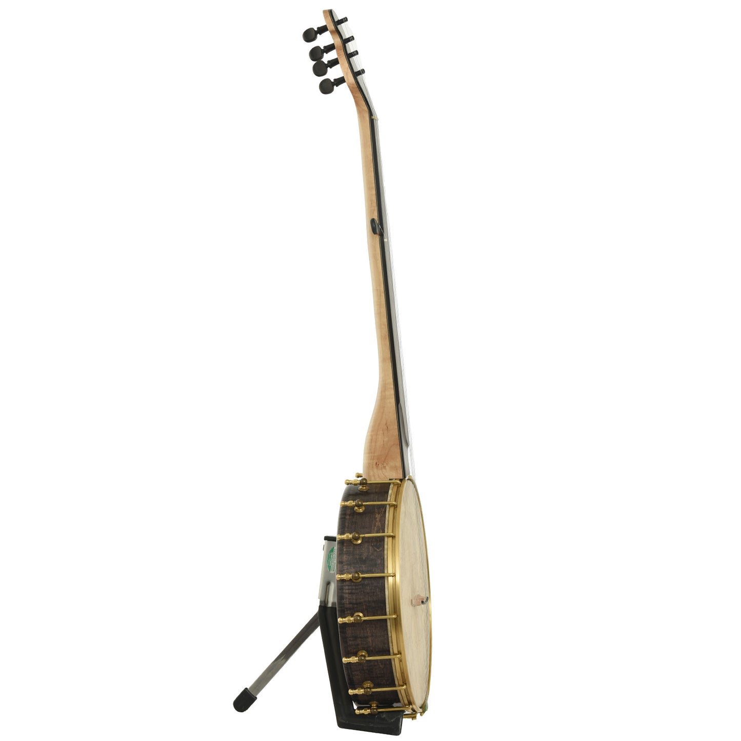 Full side of Chuck Lee Hawkins Spring 12" Fretless Openback Banjo, #876