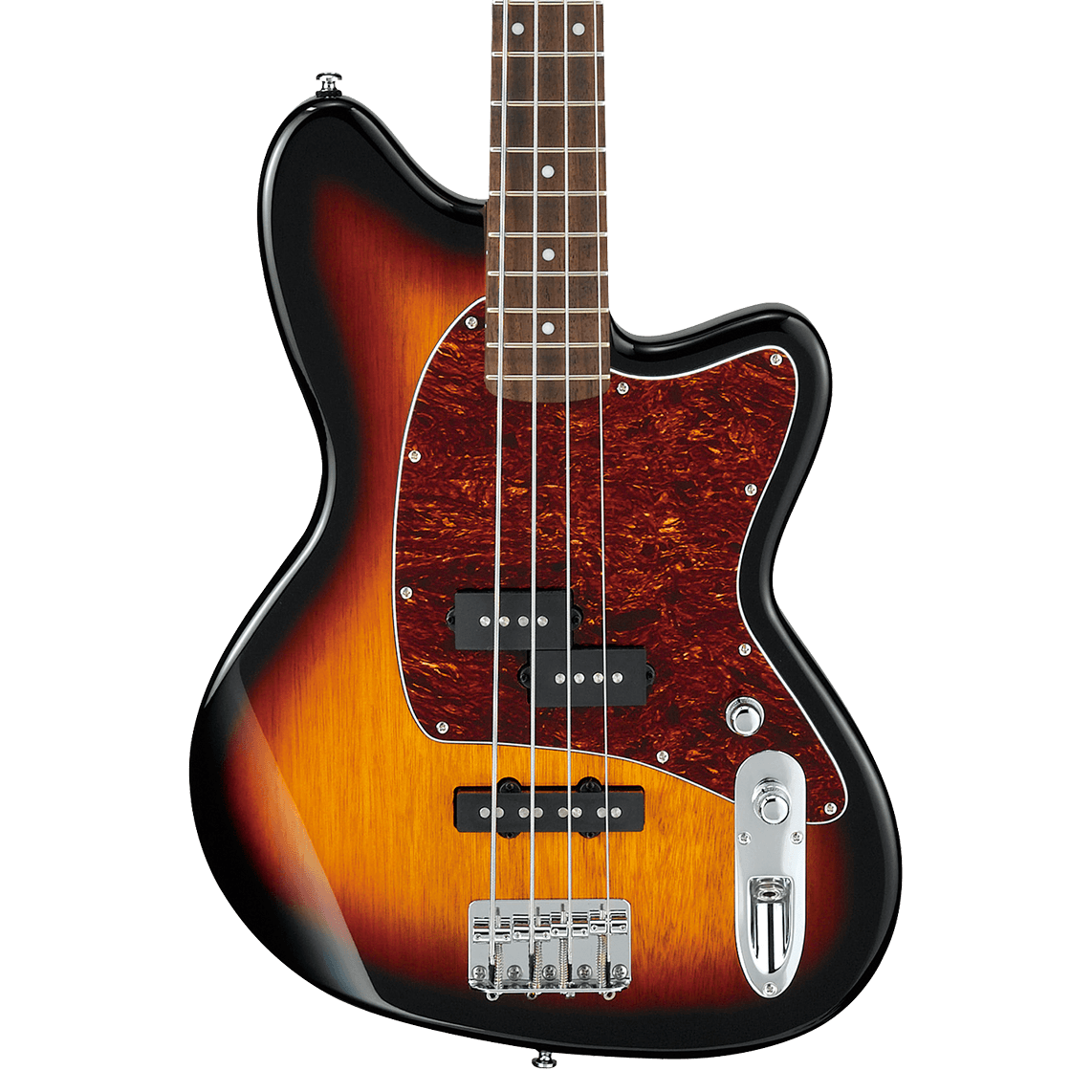 Front of Ibanez TMB100 Talman Electric Bass, Tri Fade Burst