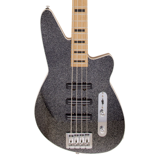 Reverend Triad Electric Bass Guitar, Black Sparkle