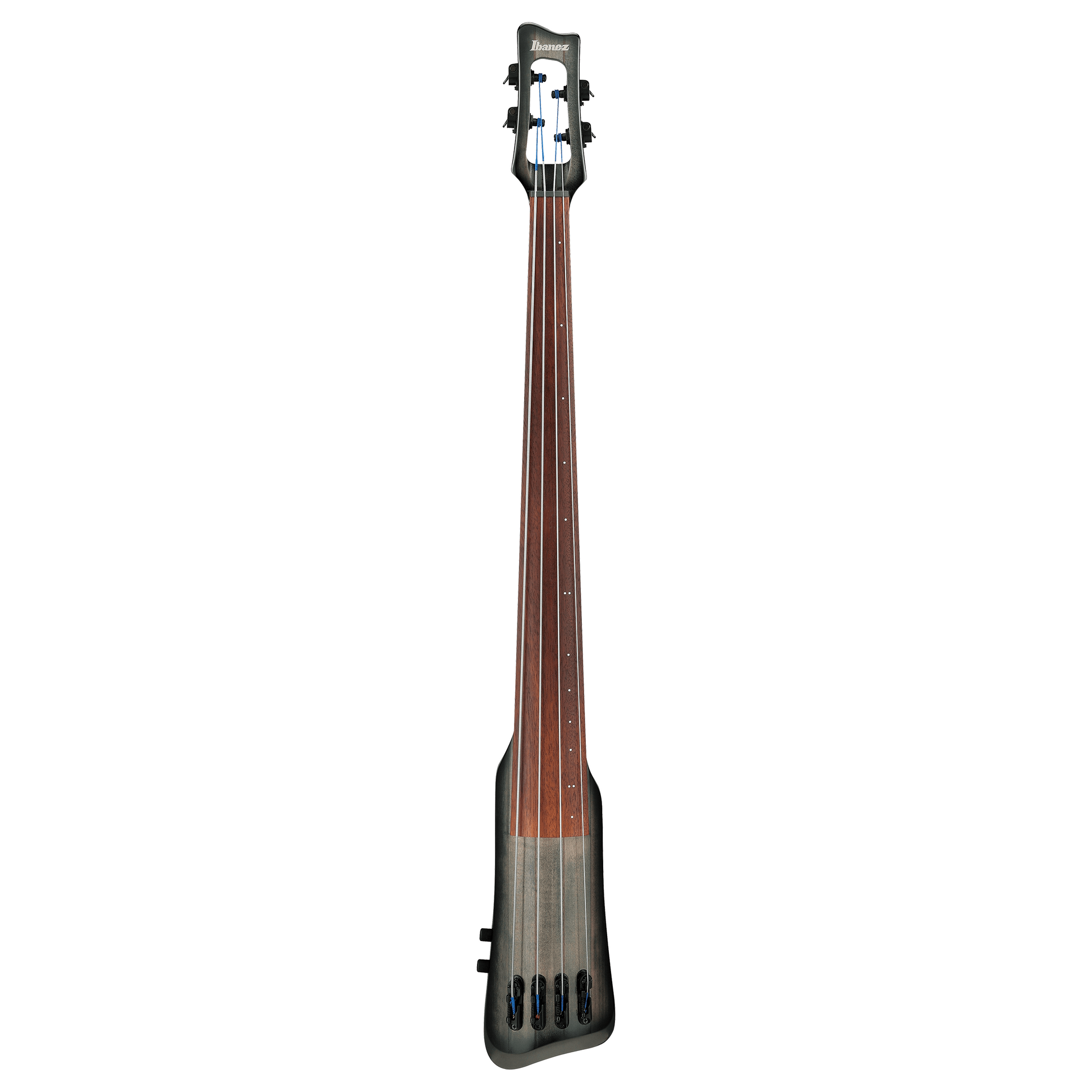 Full front of Ibanez UB804 Electric Upright Bass with Gigbag & Stand, Black Ice Burst