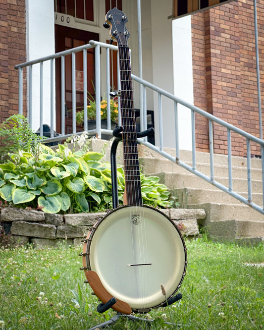 Showroom photo of Deering Vega Vintage Star 12" Openback Banjo & Case, Cherry