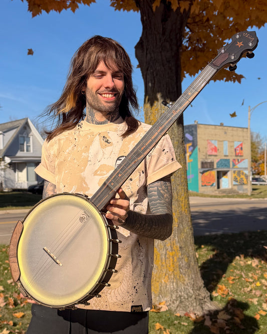 Showroom photo of Deering Vega Vintage Star 12" Openback Banjo & Case, Maple