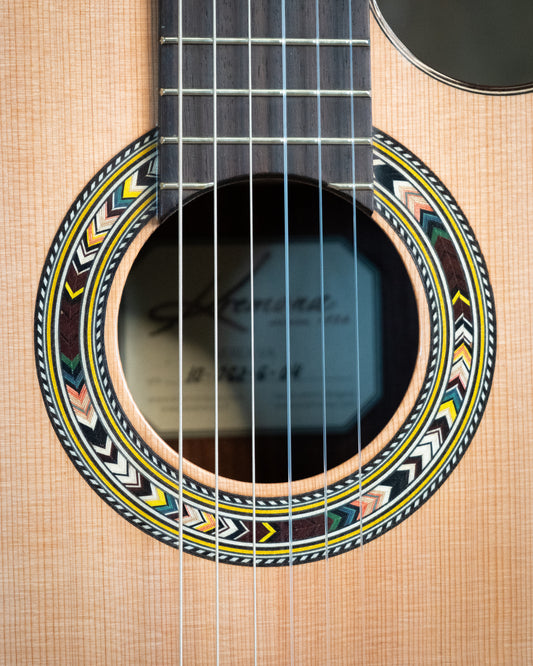 Showroom photo of Rosette of Kremona Verea Classical Guitar with Pickup and Gigbag