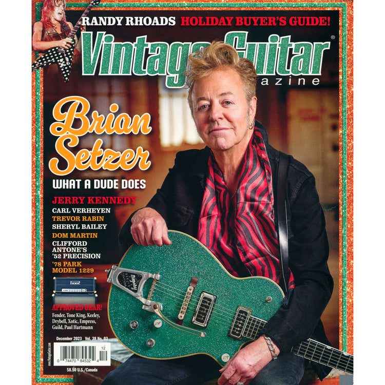 Image 1 : Cover of Vintage Guitar Magazine December 2023 Brian Setzer SKU : VG-202312