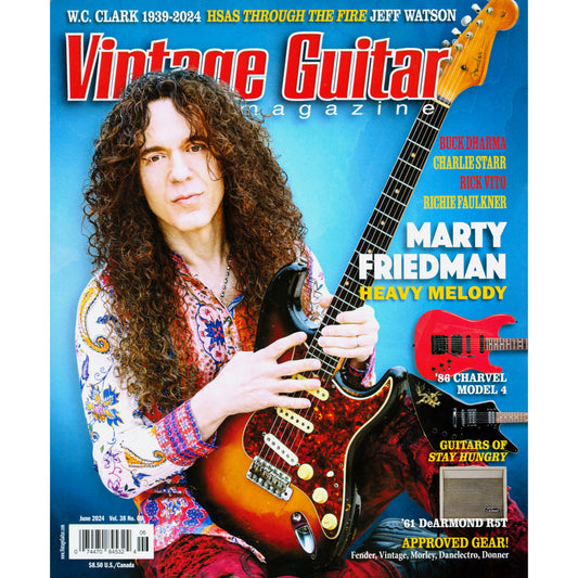 Image 1 cover of Vintage Guitar Magazine June 2024 Vol. 38 No. 09 featuring Marty Friedman - SKU: VG-202406