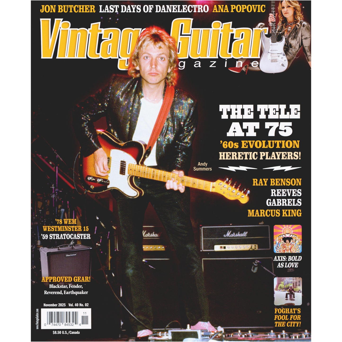 Cover of Vintage Guitar Magazine - November 2025