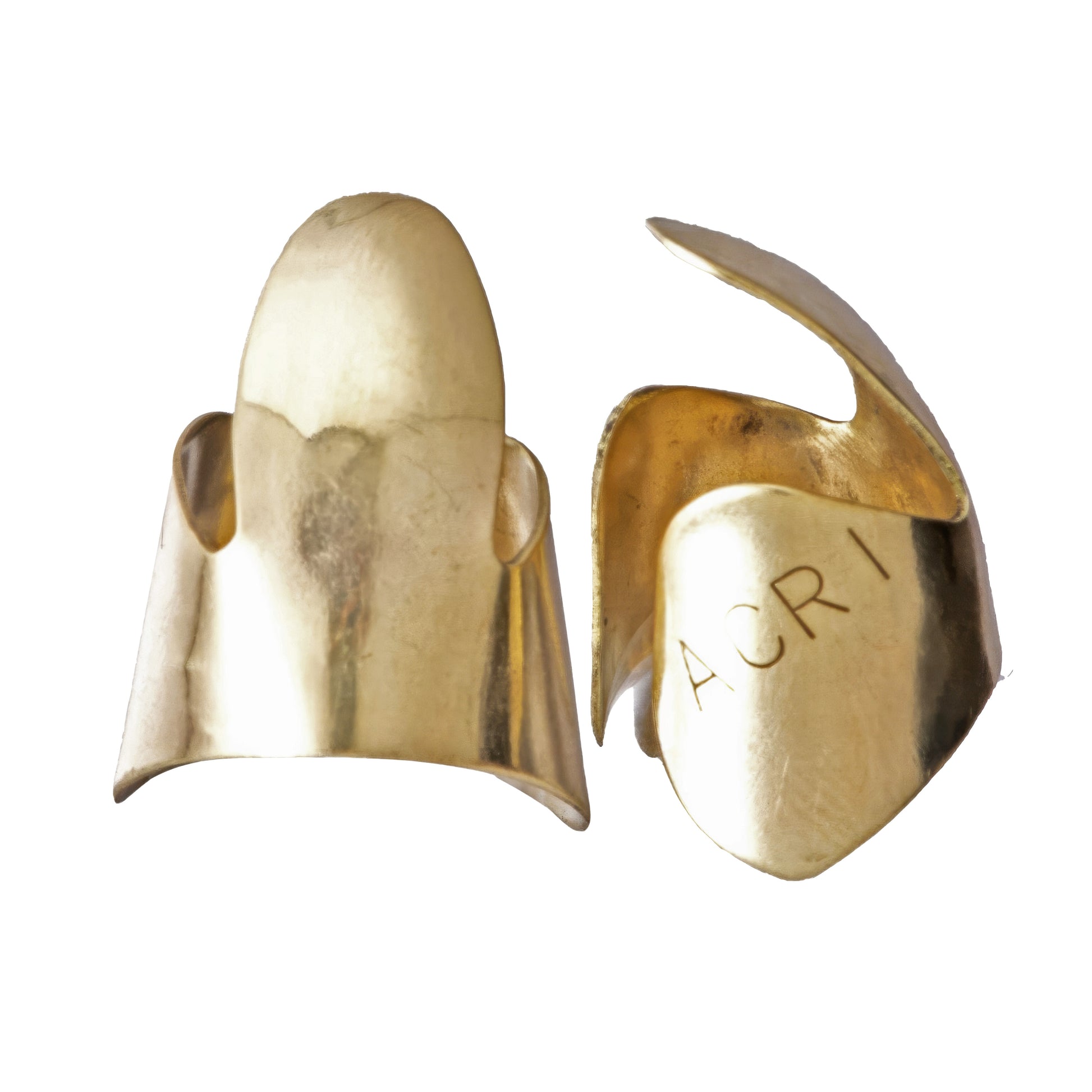 Front and Side of Acri Medium Brass Fingerpicks 