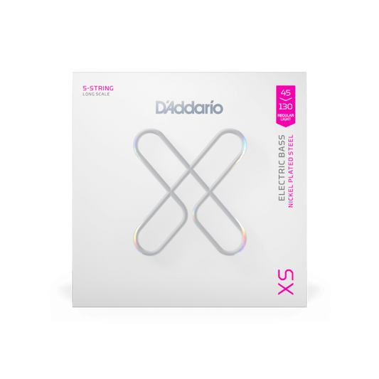 D'Addario XS Regular Light 5-String Long Scale Electric Bass Strings, Front 1