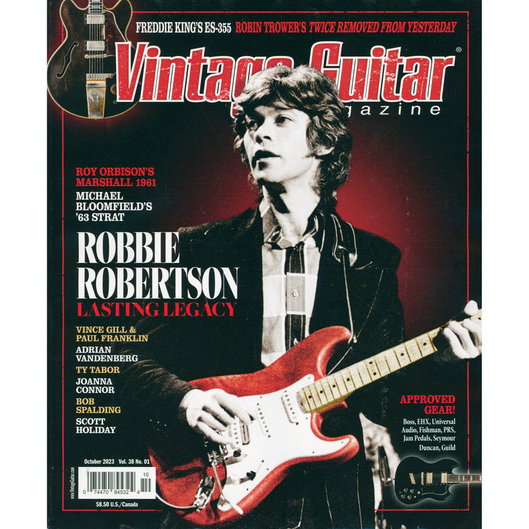 Image 1 cover of Vintage Guitar Magazine October 2023 - Robbie Robertson SKU: VG-202310