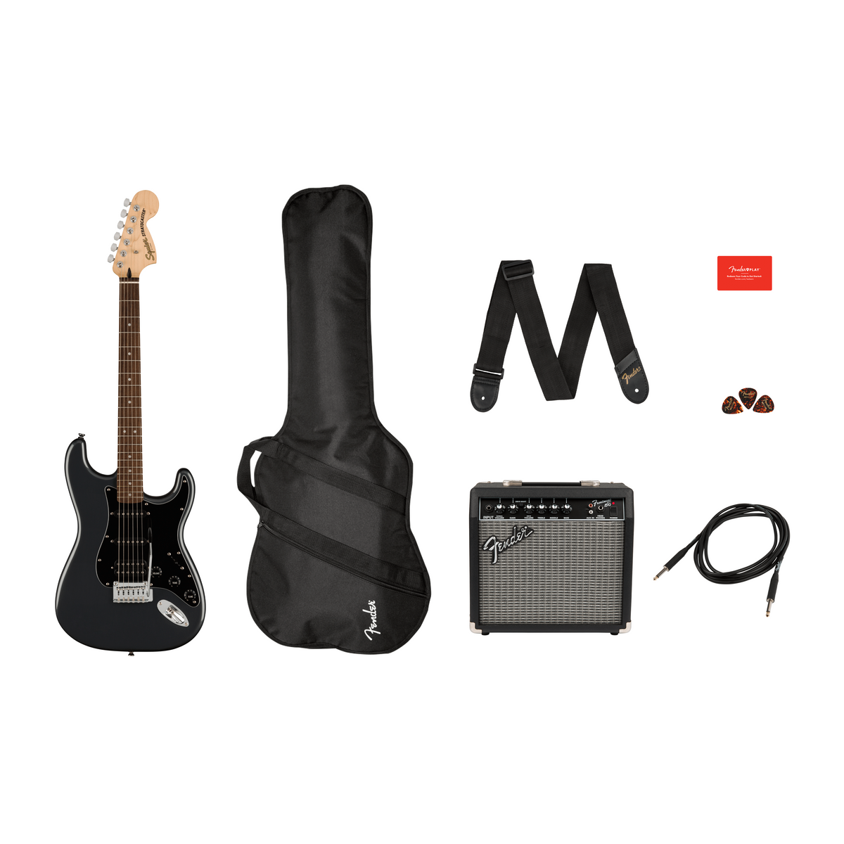 Squier Affinity Series Stratocaster HSS Pack, Charcoal Frost Squier Affinity Series Stratocaster HSS Pack, Charcoal Frost