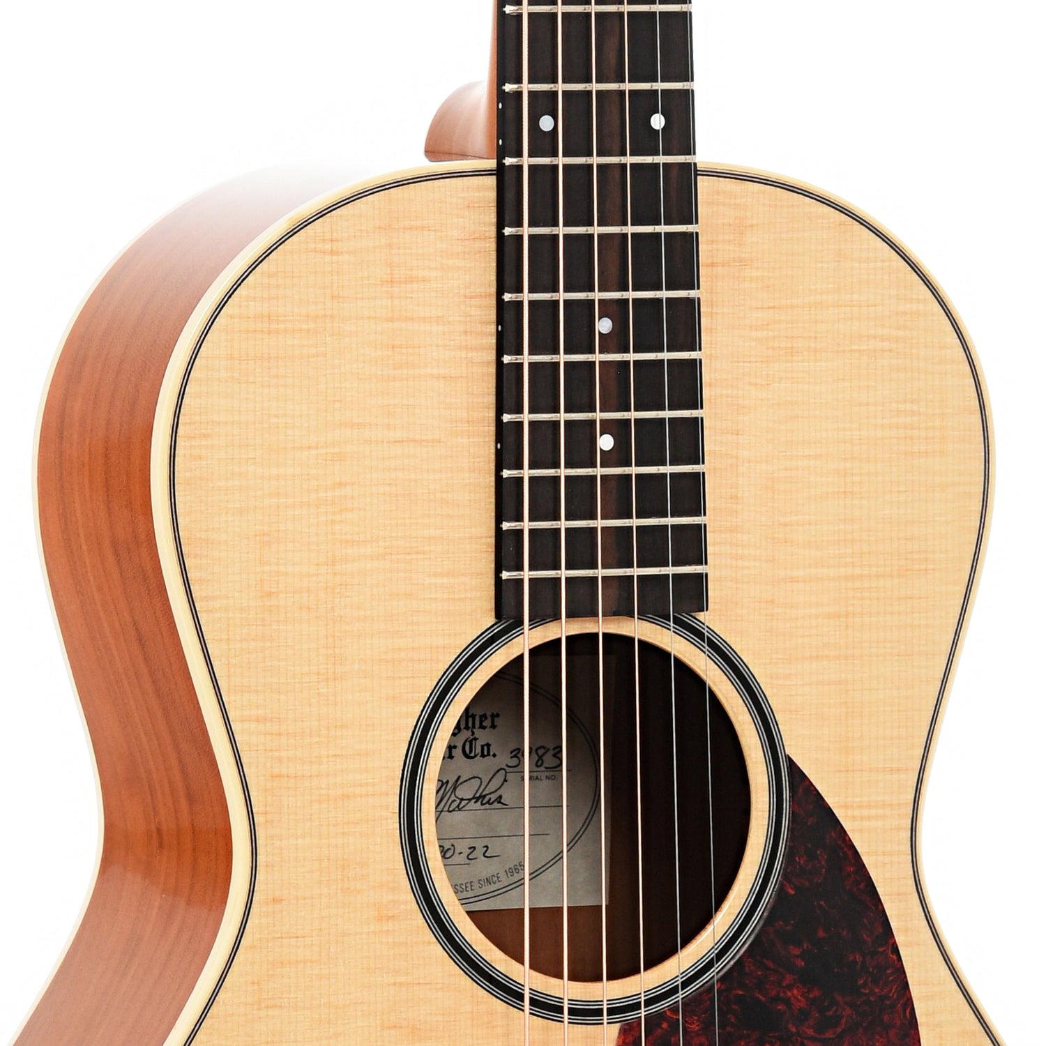 Sound hole of Gallagher Guitar Co. "The Founder's Guitar" P-50 Cherry Parlor 