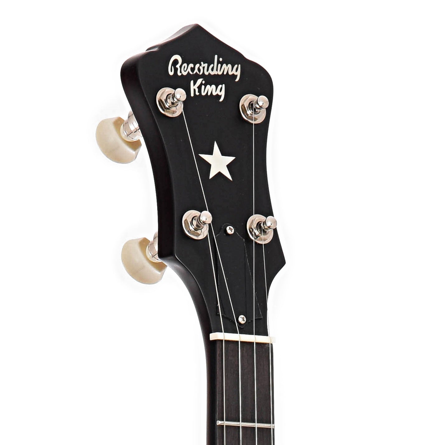 Front headstock ofRecording King Madison Whyte Laydie Openback