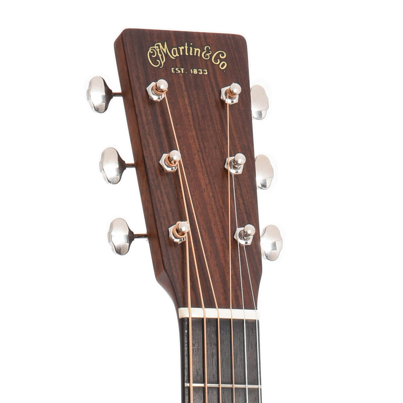 Headstock of Martin Custom 18-Style Dreadnought, Quilted Mahogany