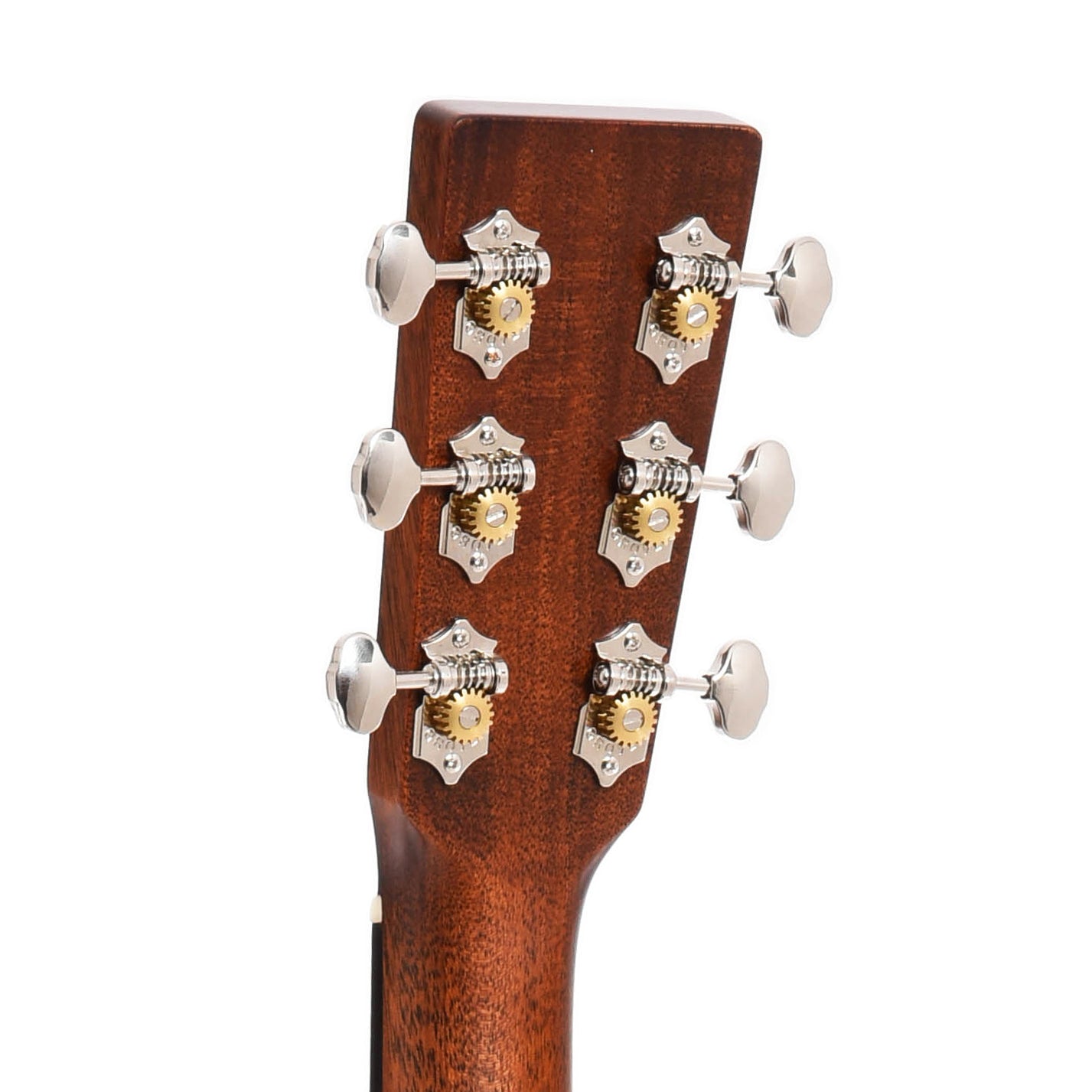Back headstock of Martin Custom 18-Style Dreadnought, Quilted Mahogany