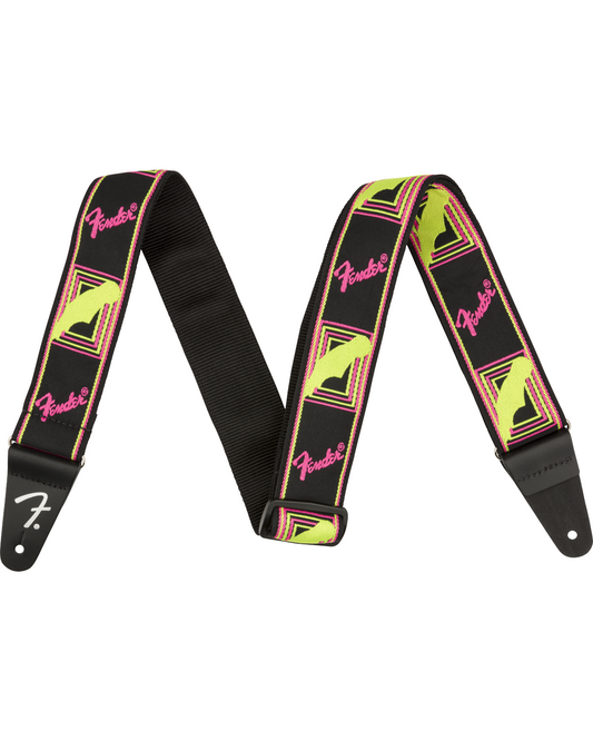 Image 1 of Fender Neon Monogrammed Strap, Yellow/Pink - SKU# FNEON-YLW/PINK : Product Type Accessories & Parts : Elderly Instruments