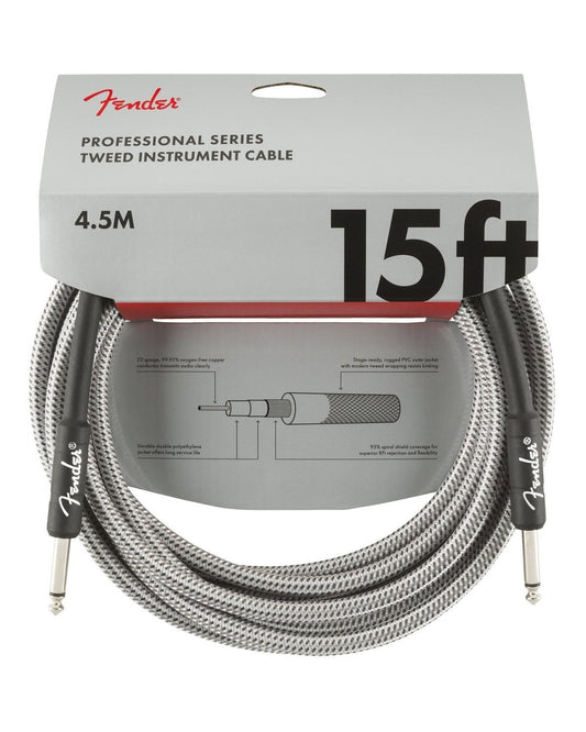 Image 1 of Fender Professional Series Instrument Cable, 15', White Tweed - SKU# FPRO-15-WTWD : Product Type Cables & Accessories : Elderly Instruments