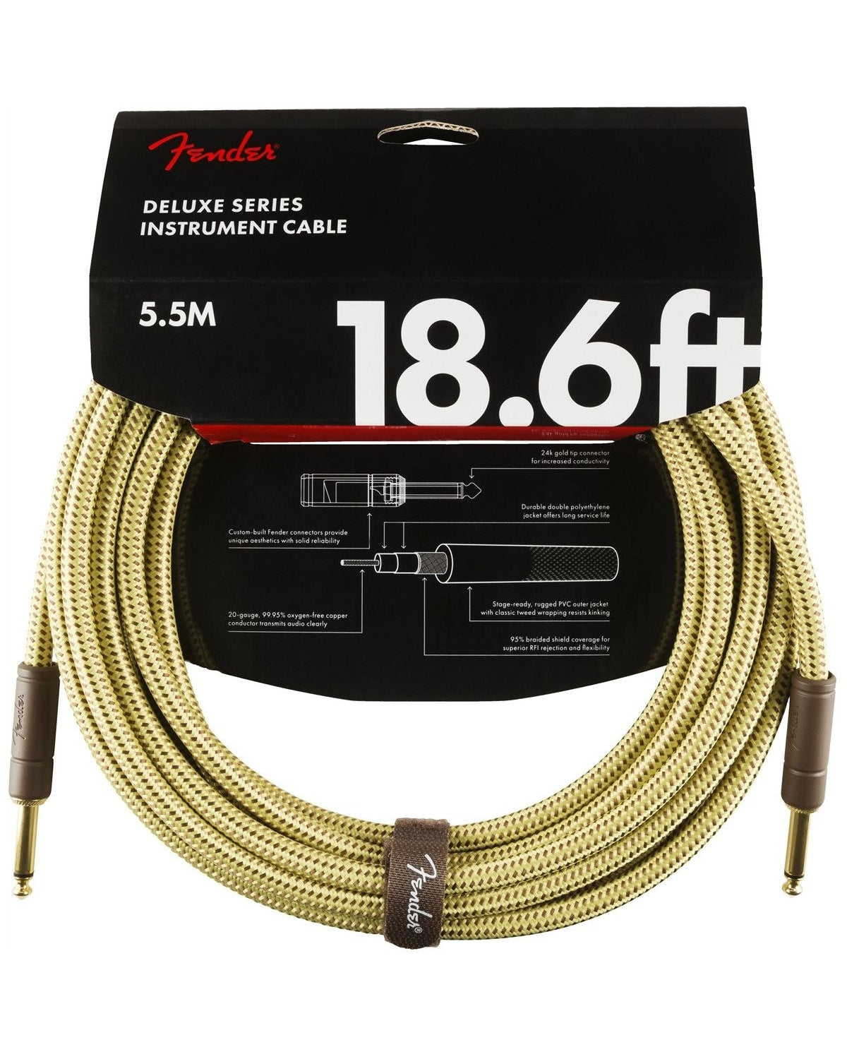Image 1 of Fender Deluxe Series Instrument Cable, 18.6', Tweed - SKU# FDLX-186-TWD : Product Type Cables & Accessories : Elderly Instruments