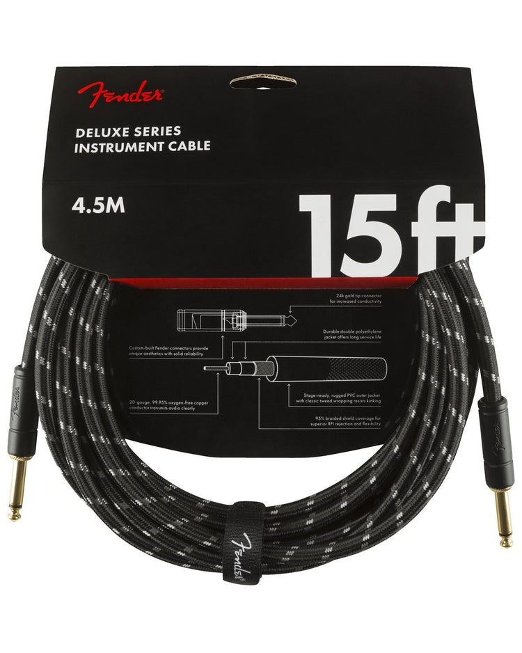 Image 1 of Fender Deluxe Series Instrument Cable, 15', Black Tweed - SKU# FDLX-15-BTWD : Product Type Cables & Accessories : Elderly Instruments