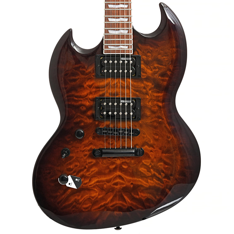 Image 2 of ESP LTD Viper-256 Quilted Maple Dark Brown Sunburst Electric Guitar, Left Handed - SKU# VIPER256L-QMDBSB : Product Type Solid Body Electric Guitars : Elderly Instruments