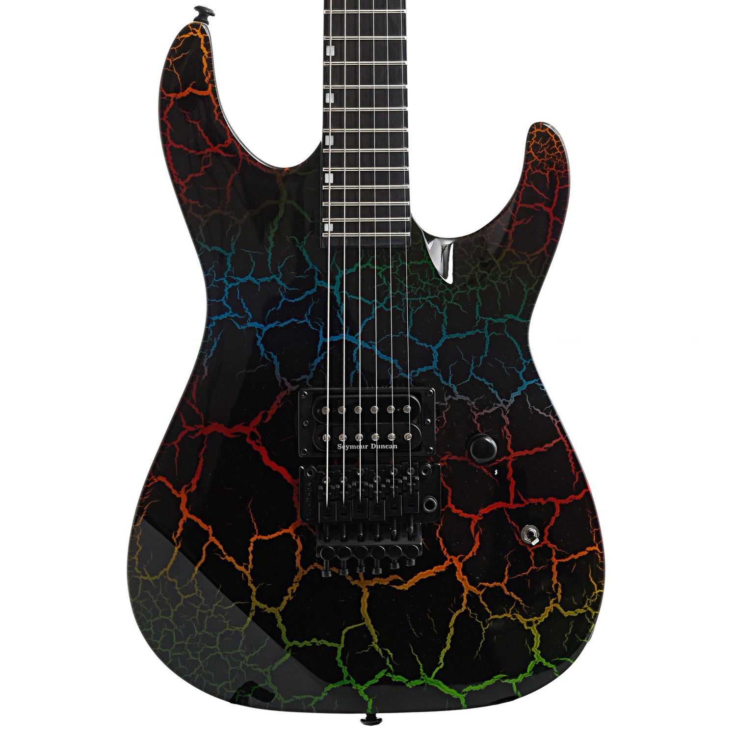 Front of ESP LTD M-1 Custom '87 Rainbow Crackle Electric Guitar