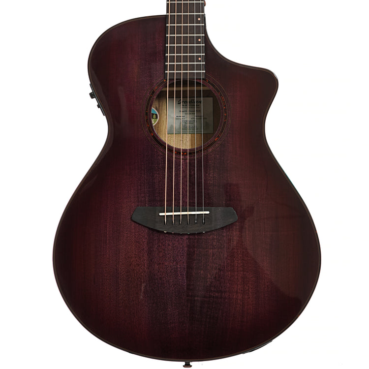 Front of Breedlove Limited Edition Pursuit Exotic S Concert Pinot Burst CE Myrtlewood