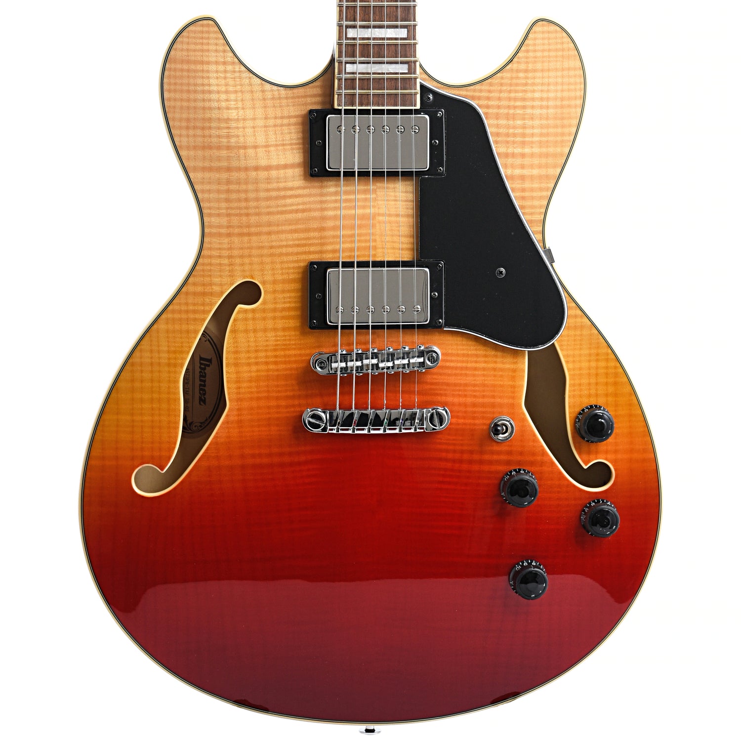 Front of Ibanez Artcore AS73FM Semi-Hollowbody, Transparent Autumn Fade