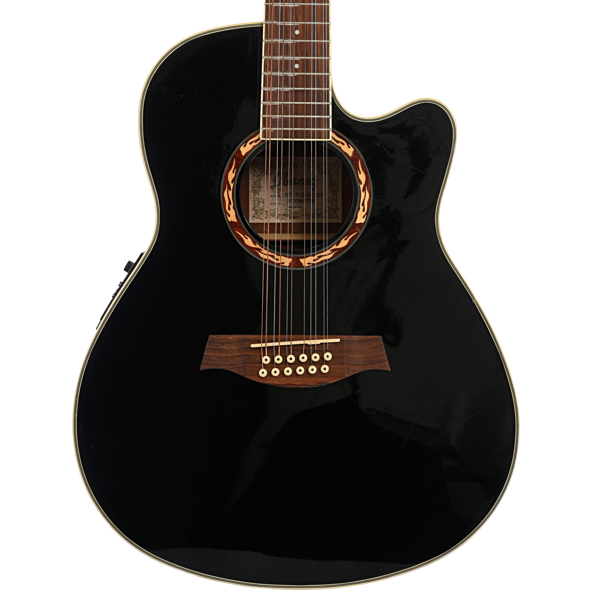Front of Ibanez AFF1812F BK1203 12-String Acoustic Guitar