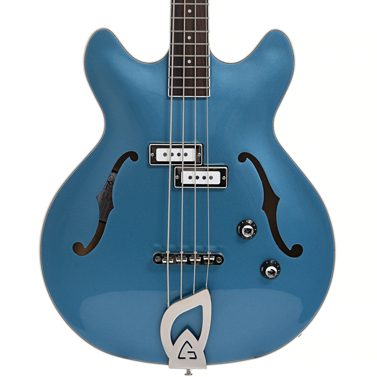 Front of Guild Starfire 1 Bass, Pelham Blue