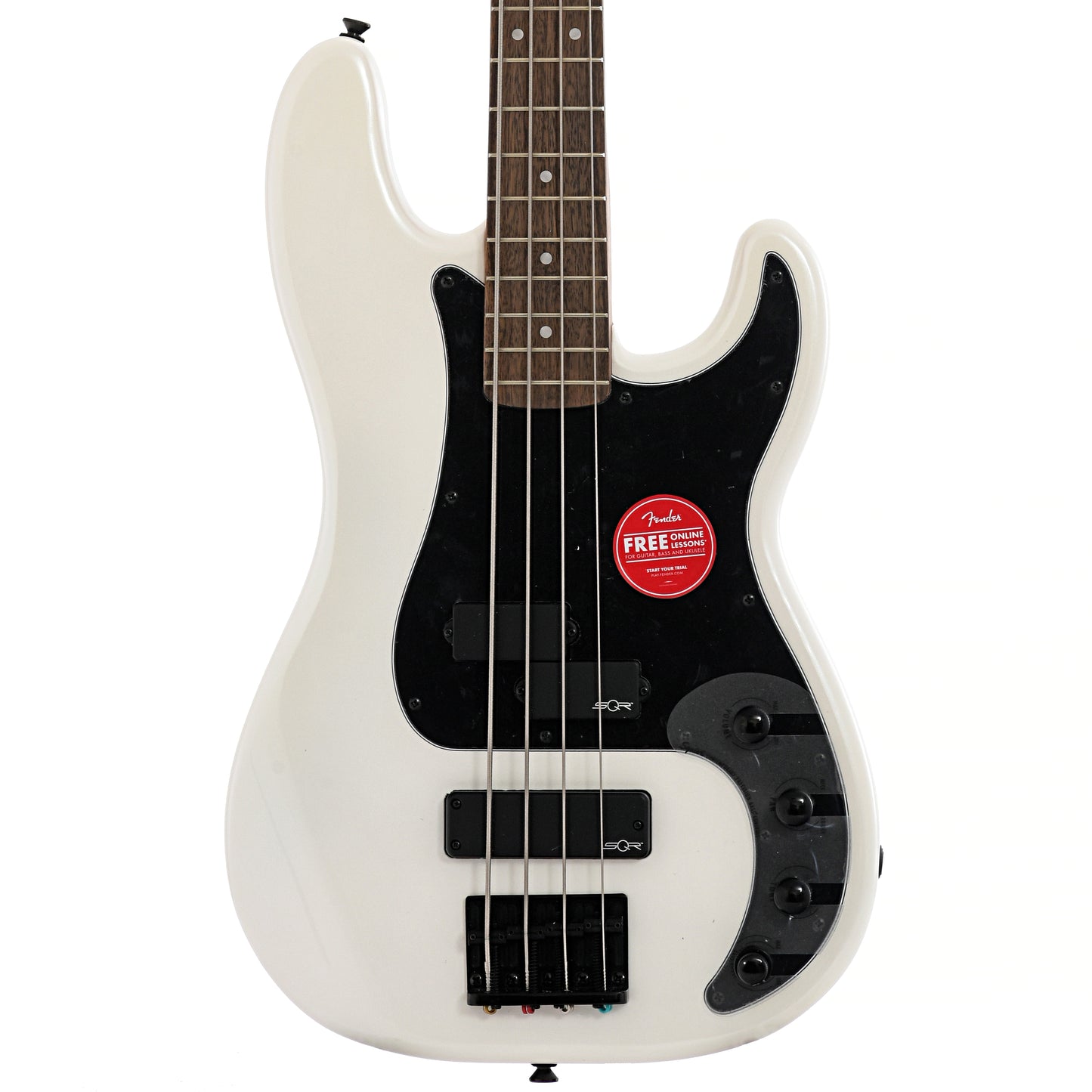 Front of Squier Contemporary Active Precision Bass PH, Pearl White