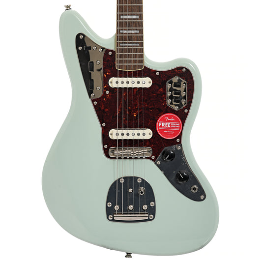 Front of Squier Classic Vibe '70s Jaguar, Surf Green