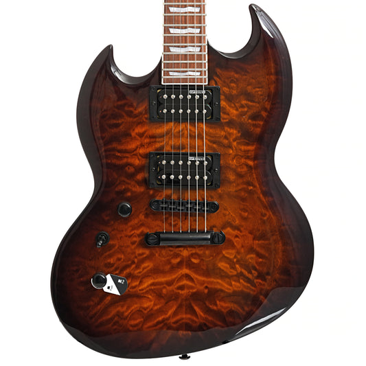 Image 1 of ESP LTD Viper-256 Quilted Maple Dark Brown Sunburst Electric Guitar, Left Handed- SKU# VIPER256L-QMDBSB : Product Type Solid Body Electric Guitars : Elderly Instruments