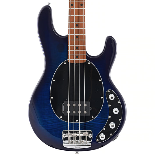 Image 1 of Sterling by Music Man StingRay34 Flamed Maple 4-String Bass, Neptune Blue- SKU# RAY34FM-NB : Product Type Solid Body Bass Guitars : Elderly Instruments