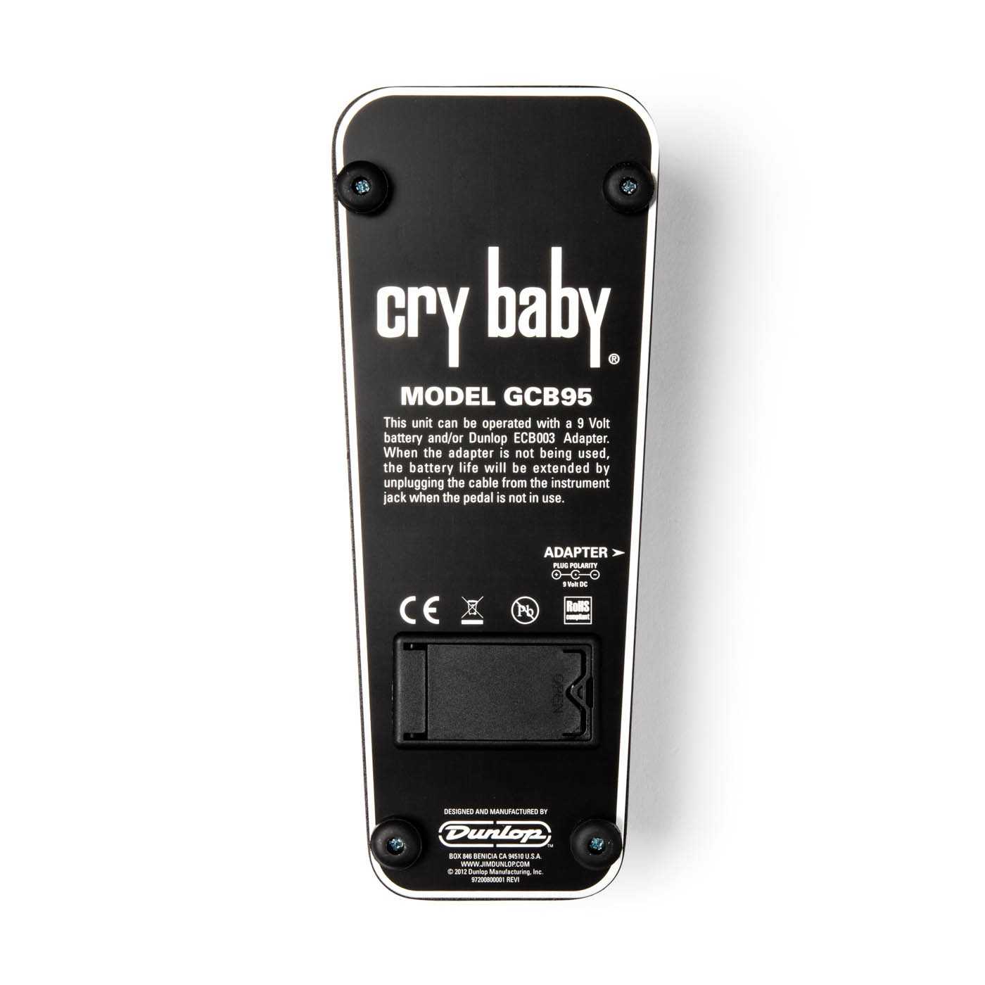 Bottom of Dunlop GCB95 Cry Baby Wah Pedal