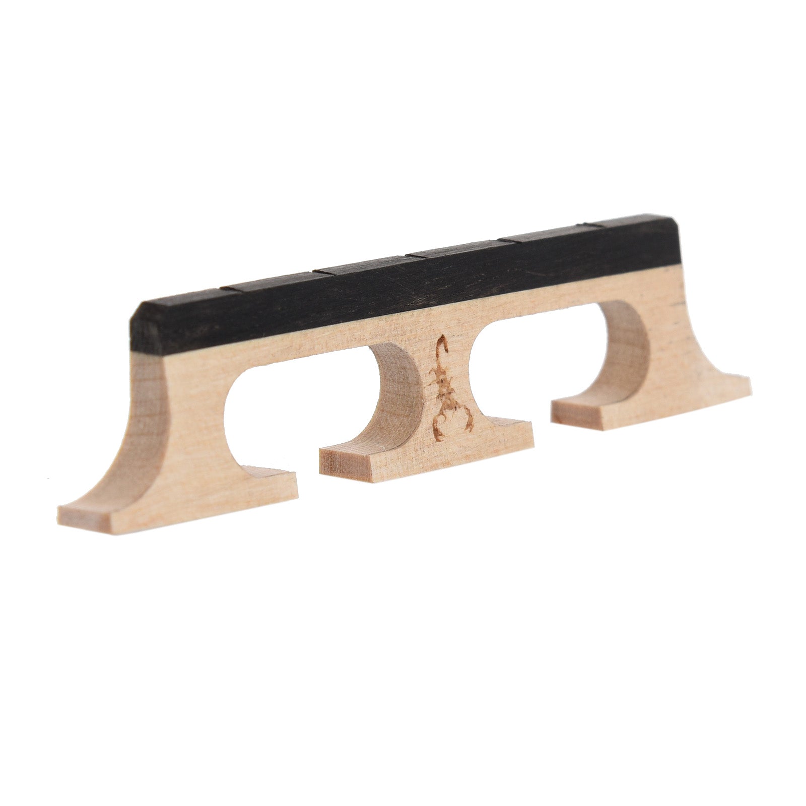 Front and Side of Scorpion Maple 5-String Banjo Bridge, 5/8" Height, Standard Spacing