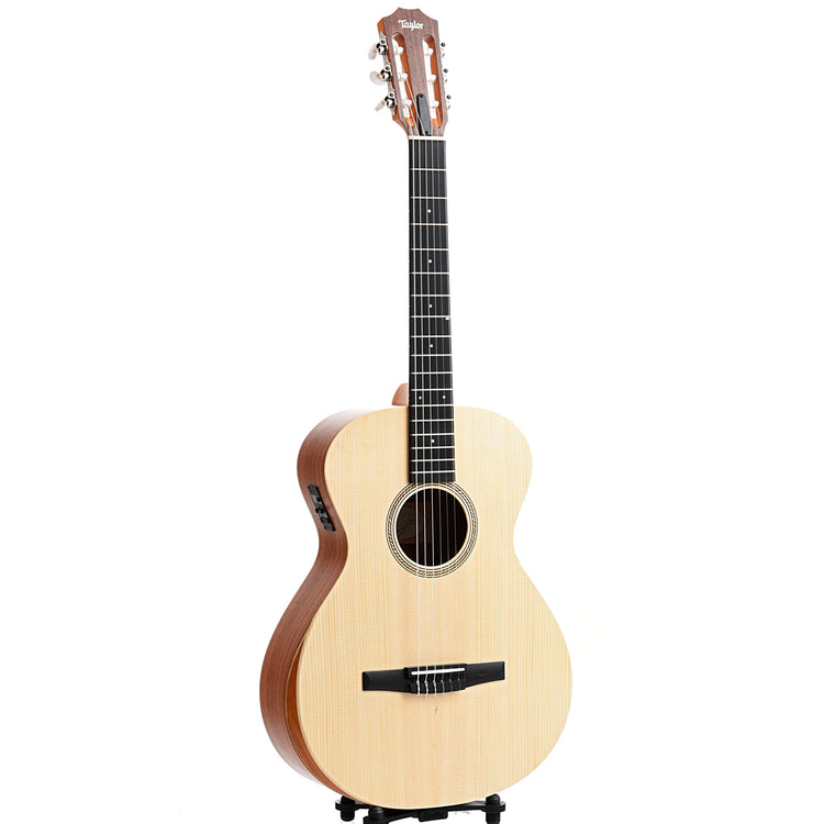Full front and side of Taylor Academy 12e-N Nylon String Acoustic