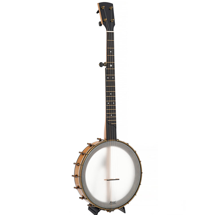 Full Front and Side of Rickard 12" Dobson Openback Banjo 
