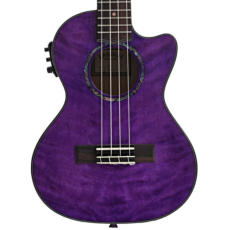 Front of Lanikai Quilted Maple Purple Stain A/E Tenor 