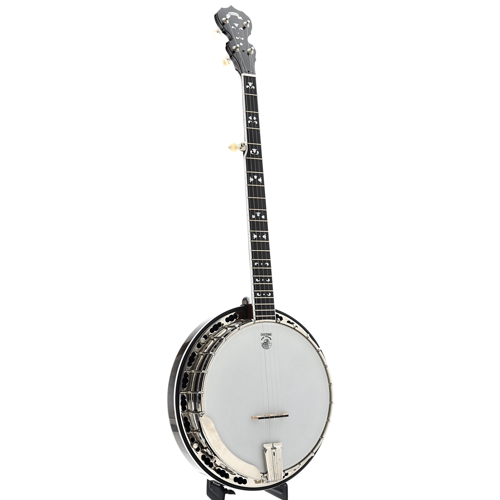 Full Front and Side of Deering Maple Blossom Banjo 