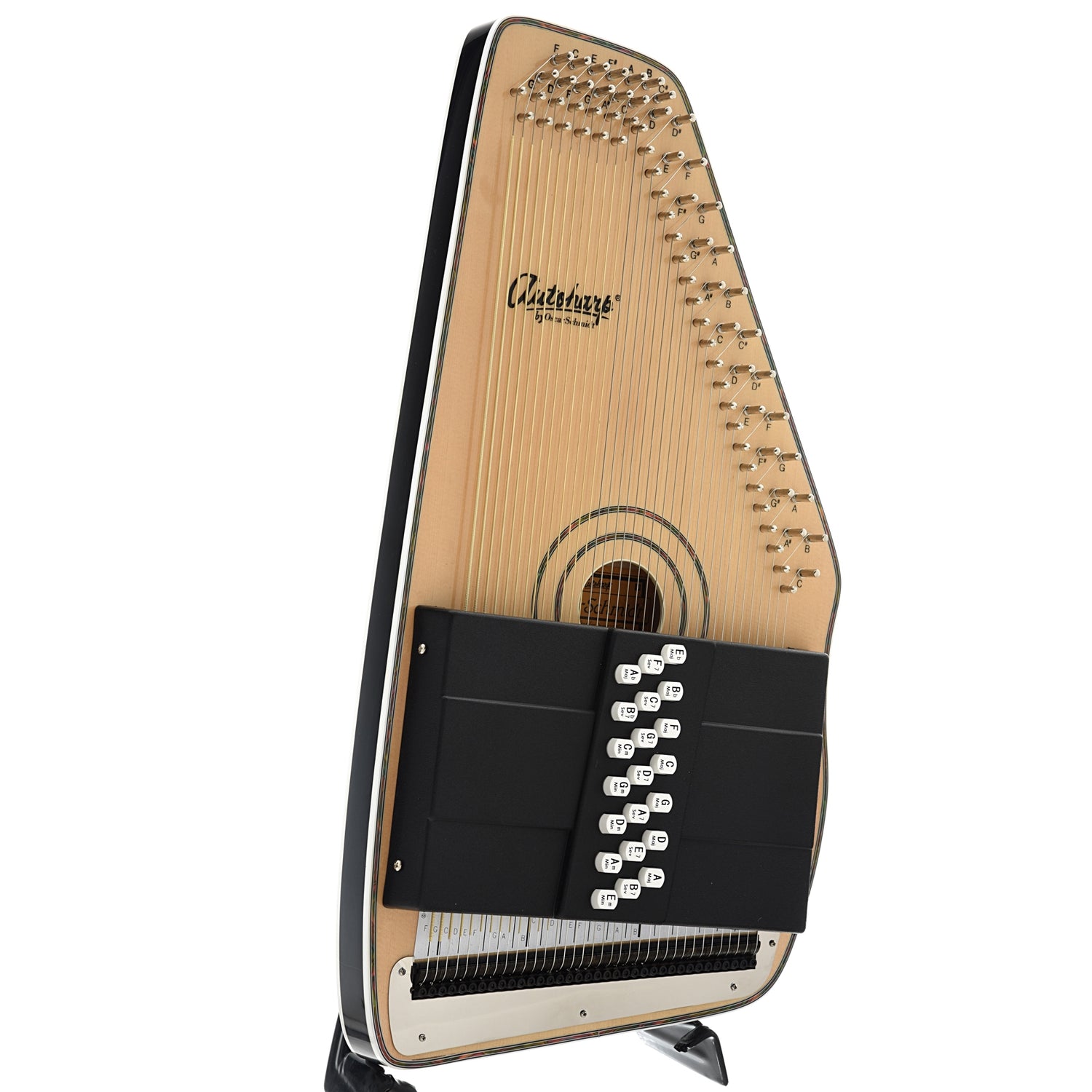 Front and Side of Oscar Schmidt OS120CNE 21-Chord Electric Autoharp