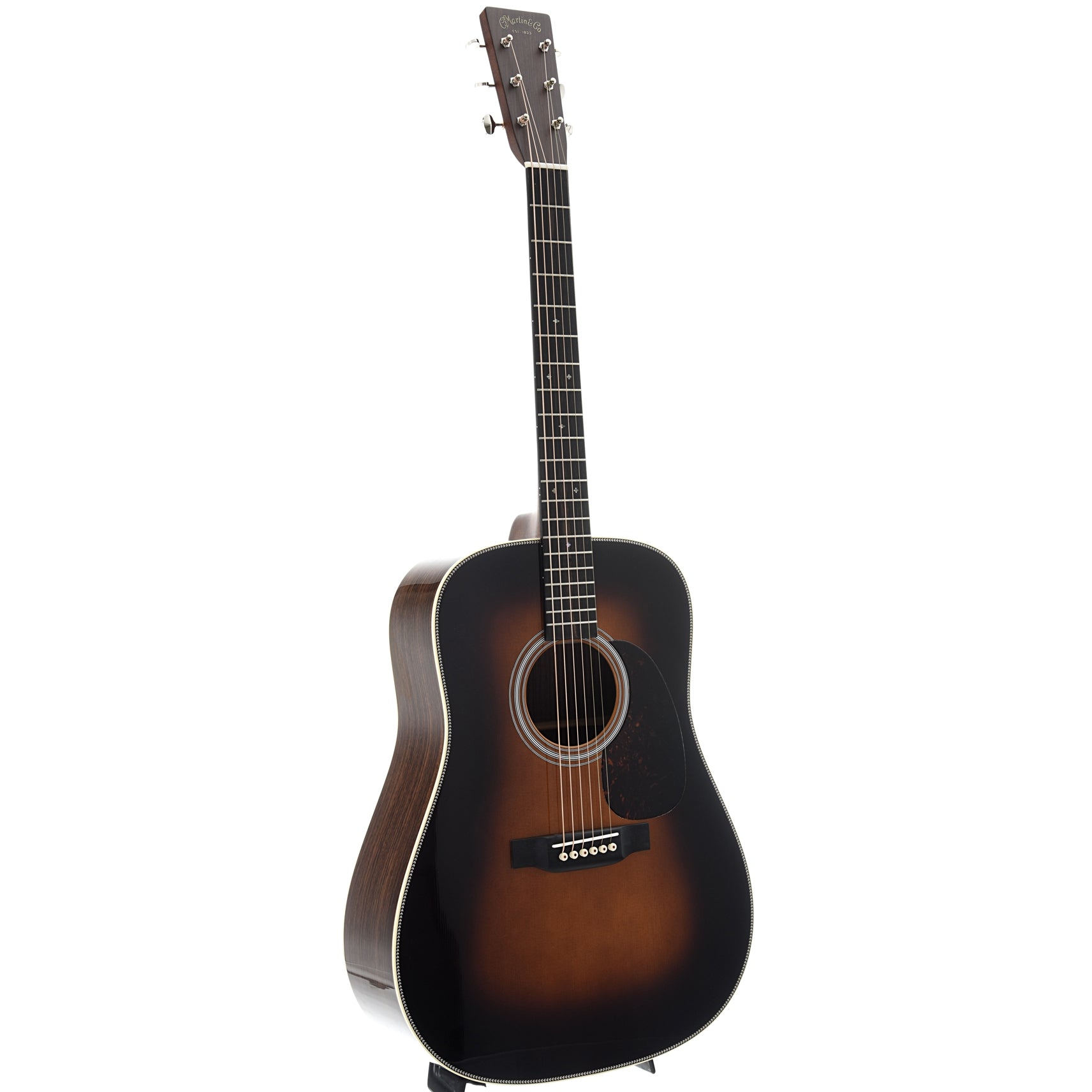 Full Front and Side of Martin HD-28 Sunburst Guitar