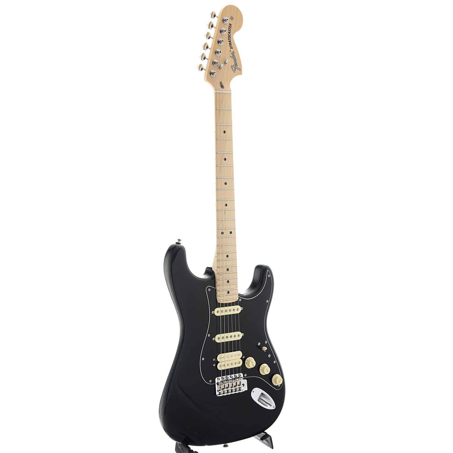 Full front and side of Fender American Performer Stratocaster HSS, Black